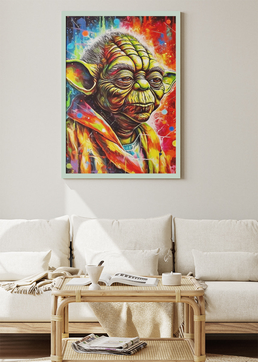 Yoda Neon Pop Art Portrait Canvas Print & Poster – AI PRINT LAB