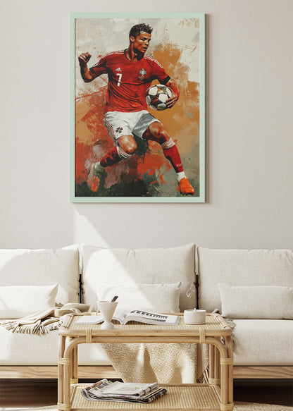 Cristiano Ronaldo Dynamic Action Wall Art | Expressive Football Art Poster & Canvas