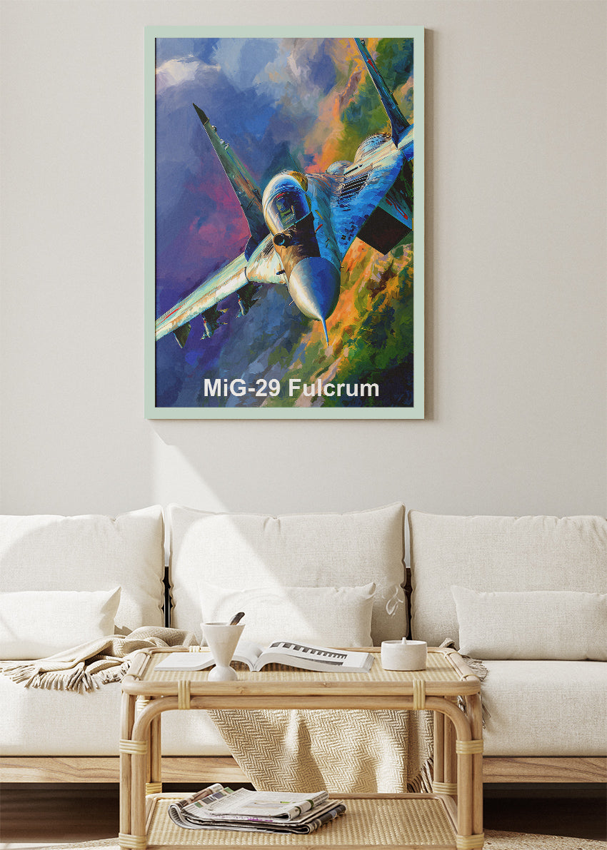 MiG-29 Fulcrum Poster & Canvas Print – Illustrated Fighter Jet Wall Art