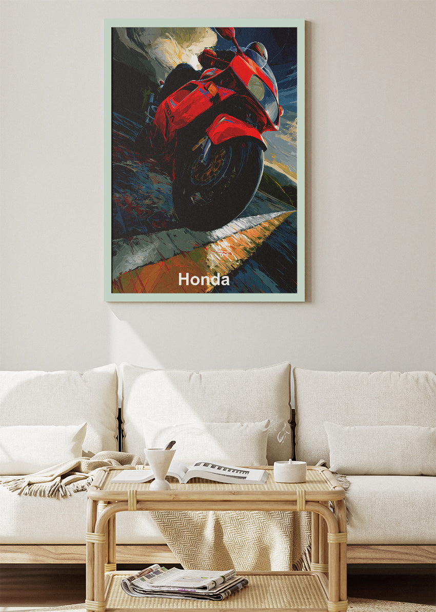 Honda Superbike Power Road Wall Art Poster & Canvas