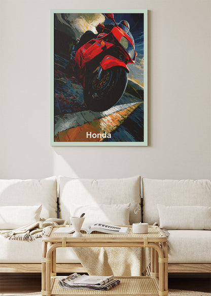 Honda Superbike Power Road Wall Art Poster & Canvas