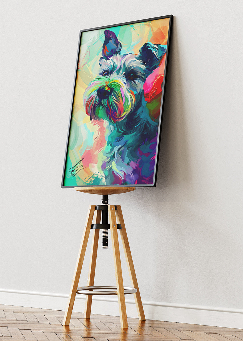 Colorful Schnauzer Dog Poster & Canvas Print – Vibrant Pop Art Pet Illustration