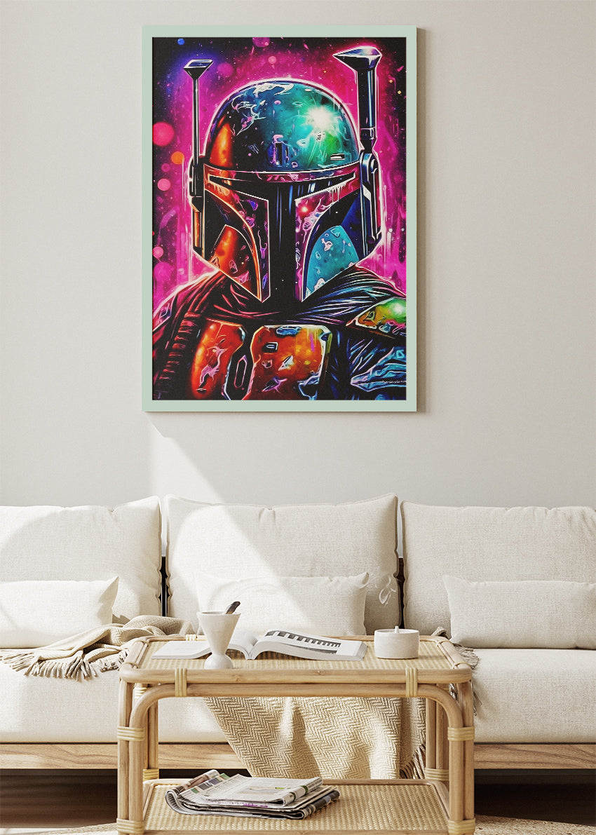 Boba Fett Neon Cyber Pop Canvas Print & Poster – AI PRINT LAB