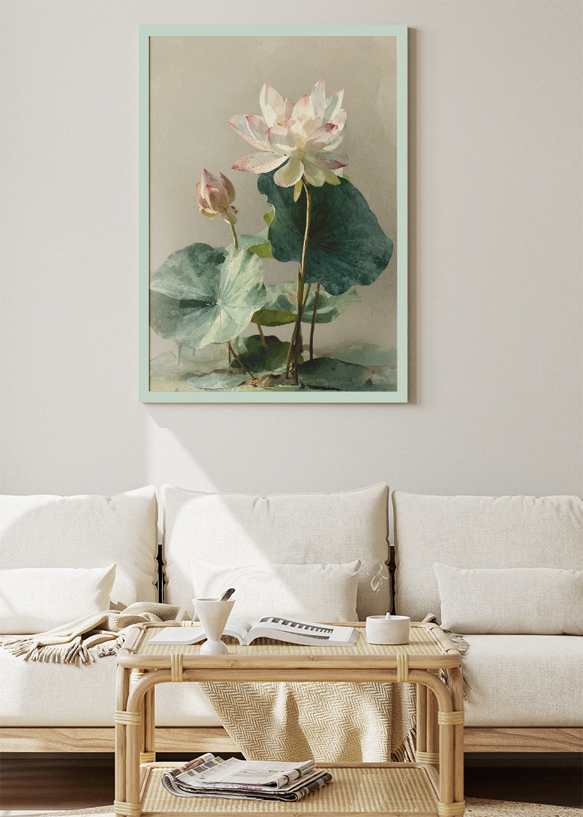 Elegant Lotus Flower Botanical Canvas & Poster Print – AI PRINT LAB
