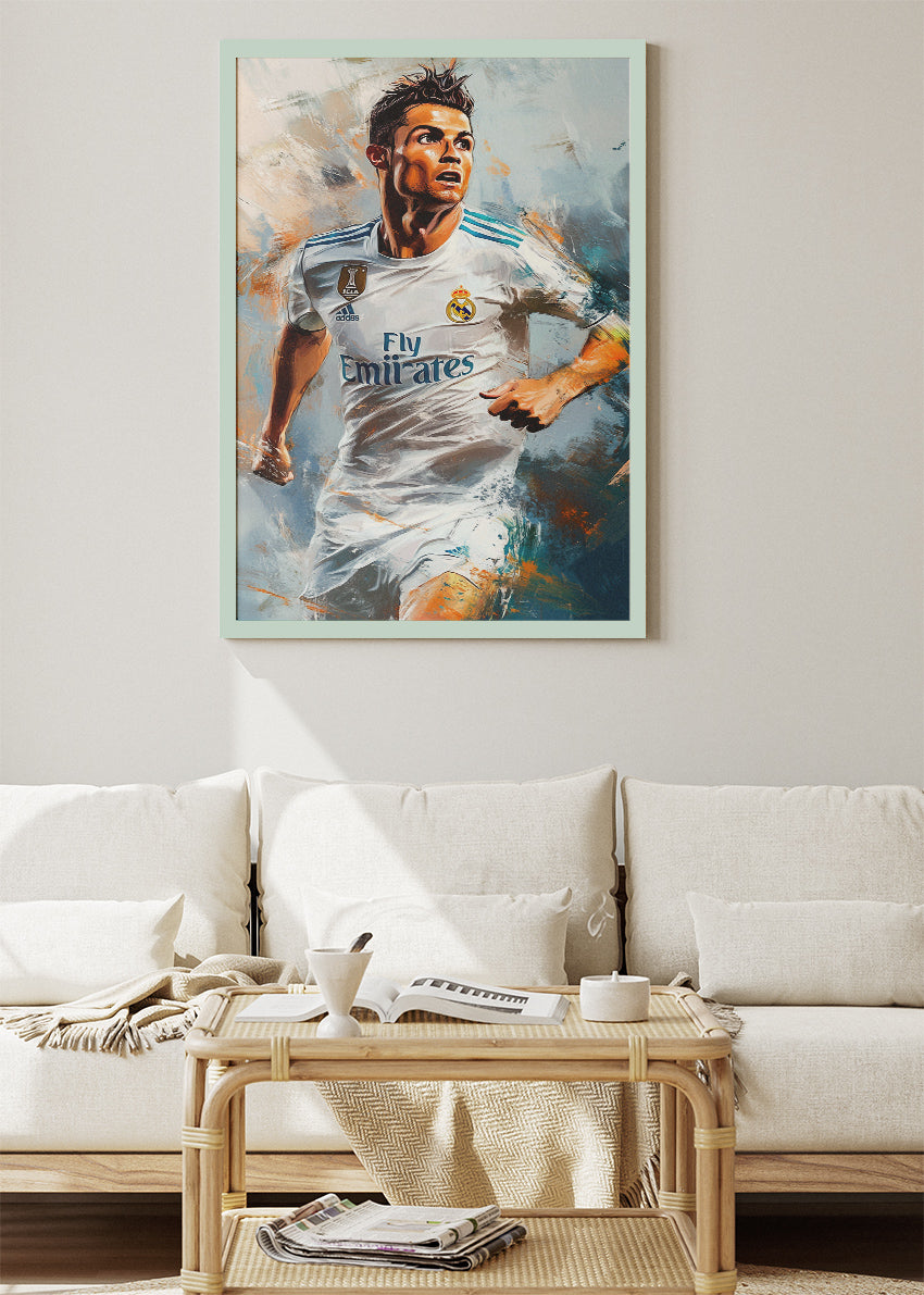 Real Madrid Football Legend Wall Art | Dynamic Action Sports Poster & Canvas