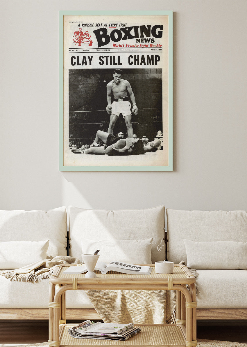 Muhammad Ali “Clay Still Champ” Vintage Boxing Poster & Canvas Art Print – Historic Fight Wall Art