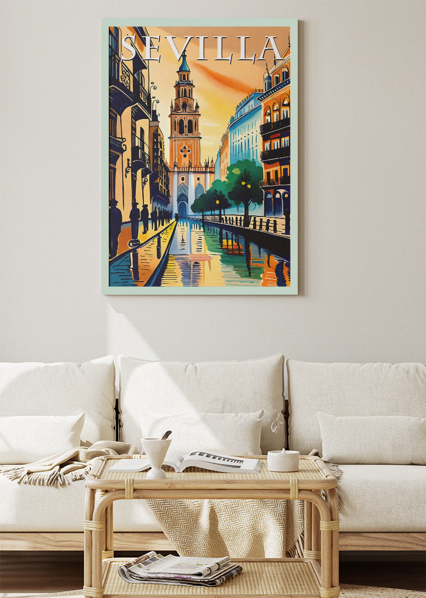 Sevilla Spain Poster & Canvas Print – Illustrated Andalusia City Art