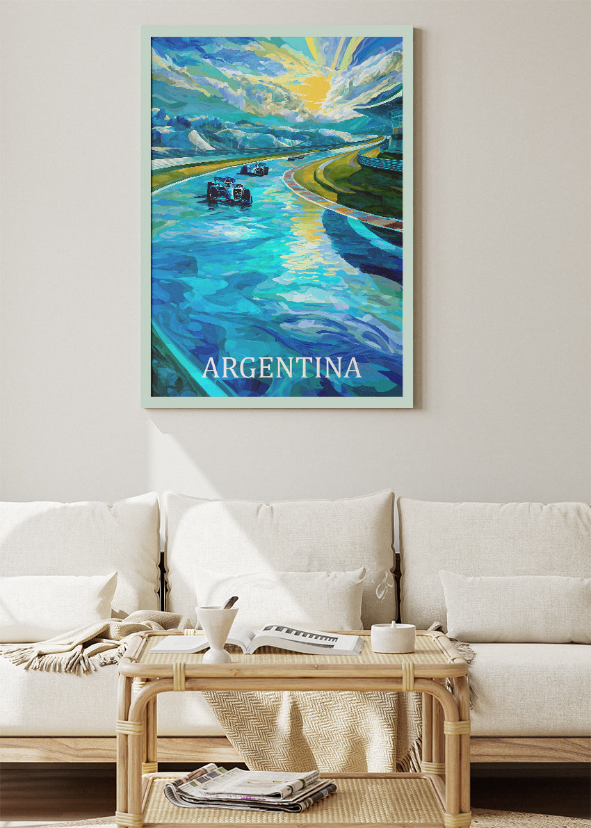 Argentina Formula Racing Blue Horizon Poster & Canvas Print | Expressive Motorsport Wall Art