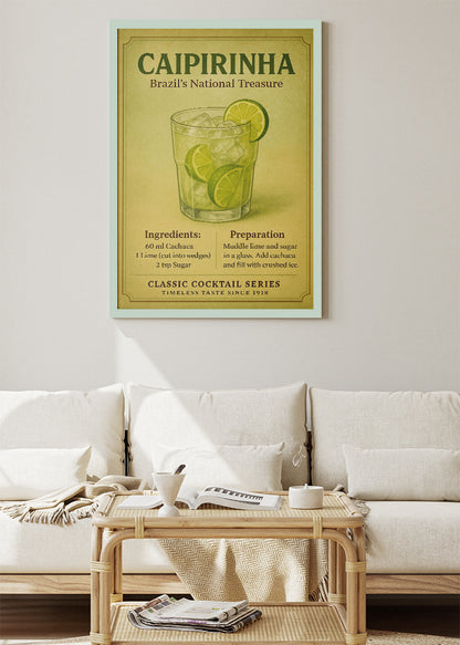 Caipirinha Vintage Cocktail Poster & Canvas Print | Brazil’s National Treasure Bar Wall Art