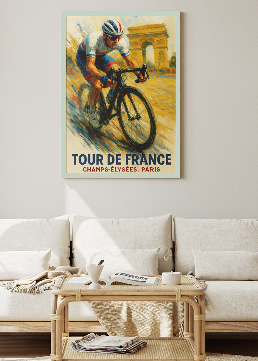 Tour de France Cycling Art Print & Canvas – Champs-Élysées Paris Vintage Wall Art