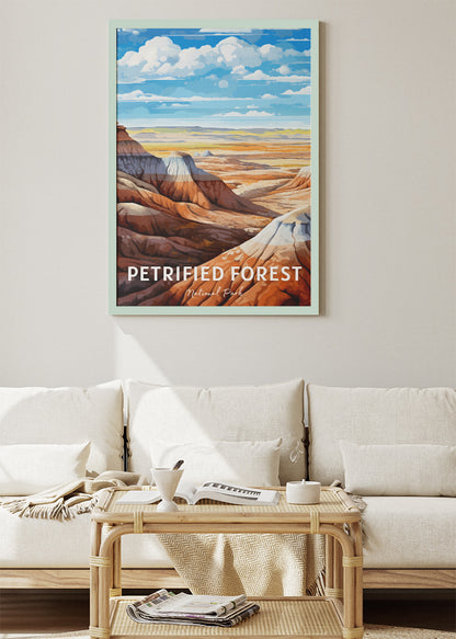 Petrified Forest National Park Poster & Canvas Print – Painted Desert Landscape Illustration Wall Art