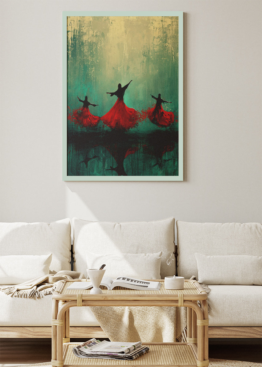 Abstract Whirling Dervish Red Dance Canvas & Poster Print – AI PRINT LAB
