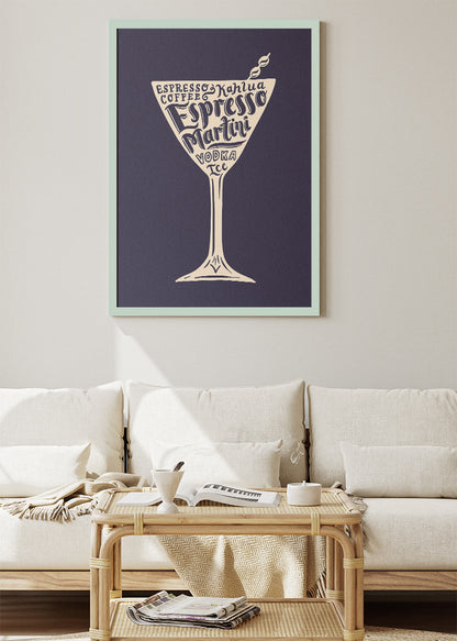 Espresso Martini Typography Poster & Canvas Print – Minimal Coffee Cocktail Wall Art