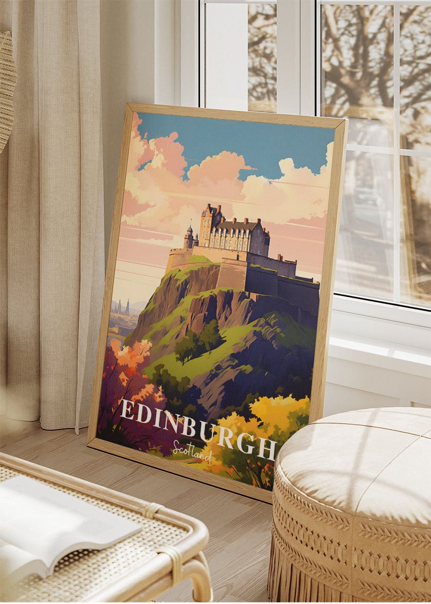 Edinburgh Scotland Poster & Canvas Print – Illustrated Edinburgh Castle Art