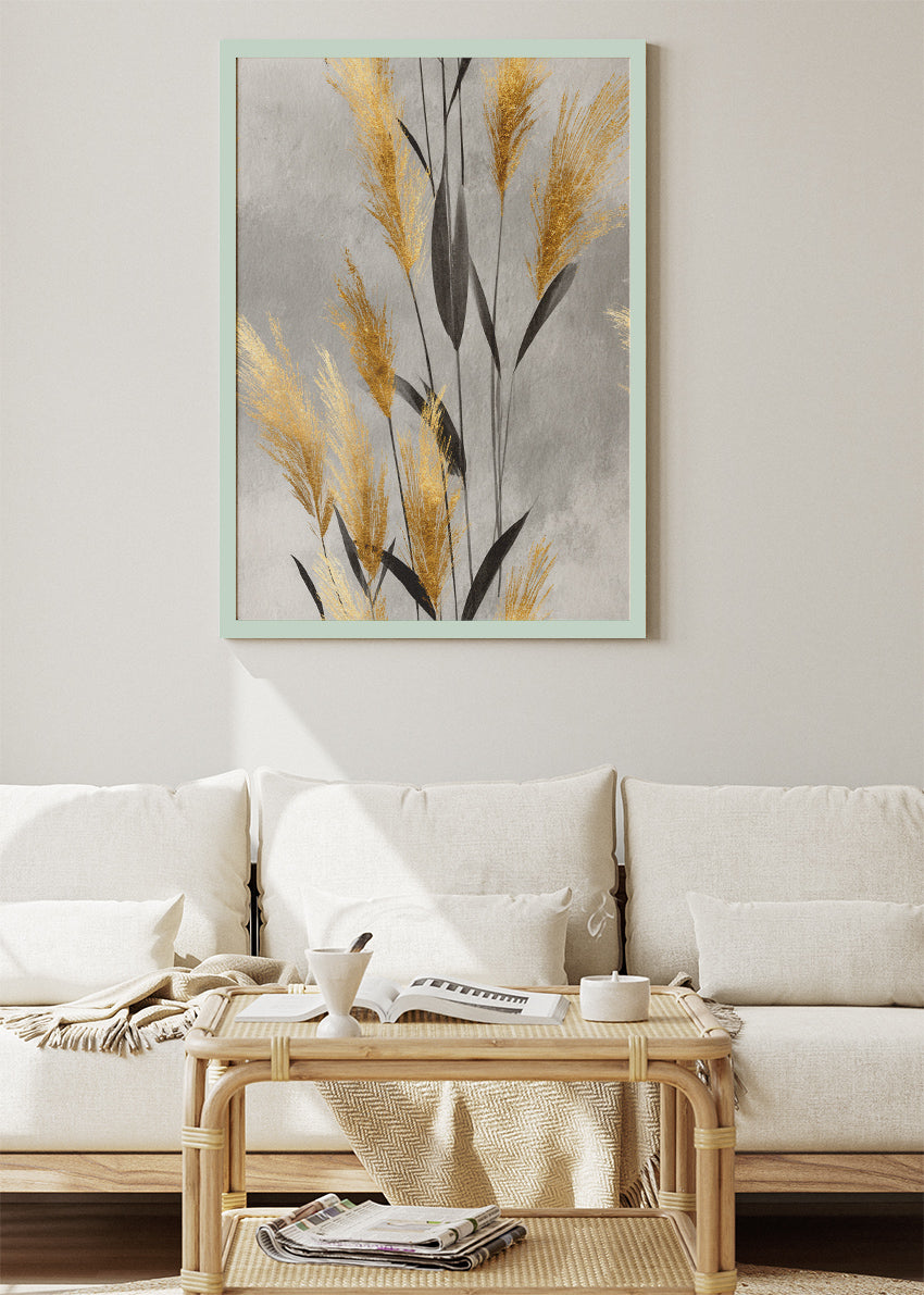 Modern Gold Botanical Grass Canvas & Poster Print – AI PRINT LAB