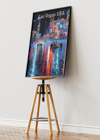 Las Vegas USA Formula 1 Neon Street Racing Canvas Print & Poster – AI PRINT LAB