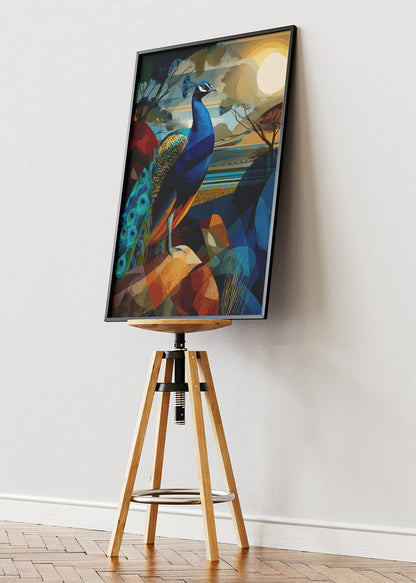 Peacock Poster & Canvas Print – Geometric Abstract Wildlife Art