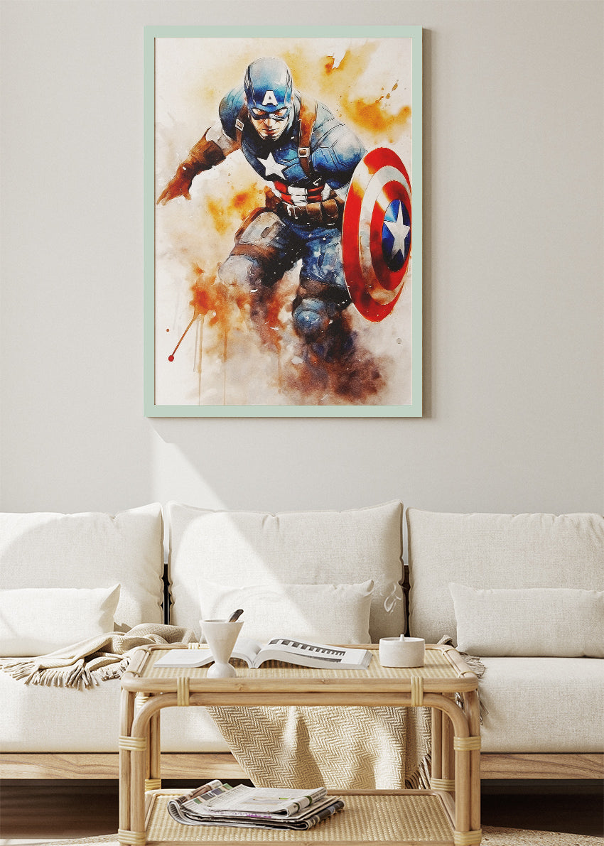 Shield Guardian Watercolor Portrait Canvas & Poster Print – AI PRINT LAB