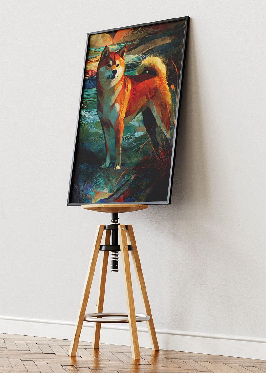 Shiba Inu Poster & Canvas Print – Abstract Scenic Dog Art