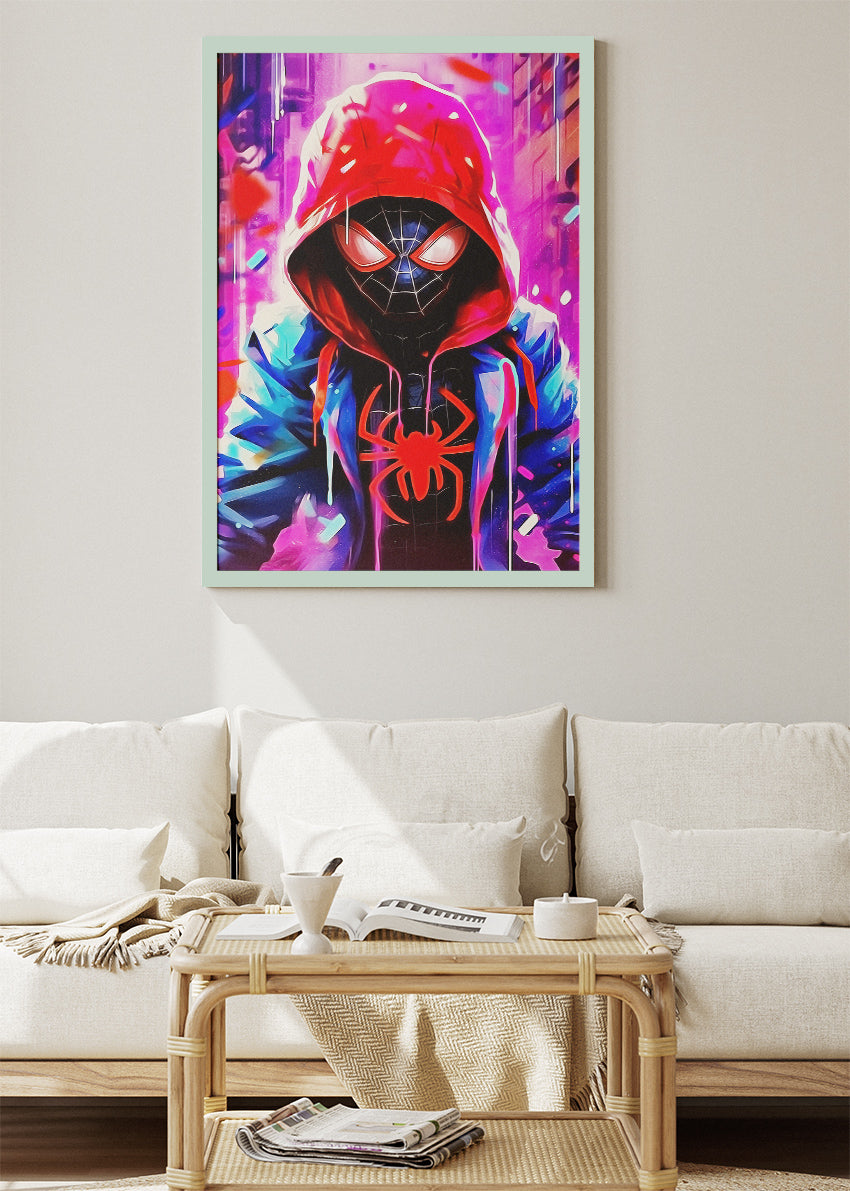 Neon Spider Hero Portrait Canvas & Poster Print – AI PRINT LAB