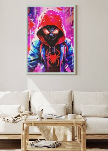 Neon Spider Hero Portrait Canvas & Poster Print – AI PRINT LAB