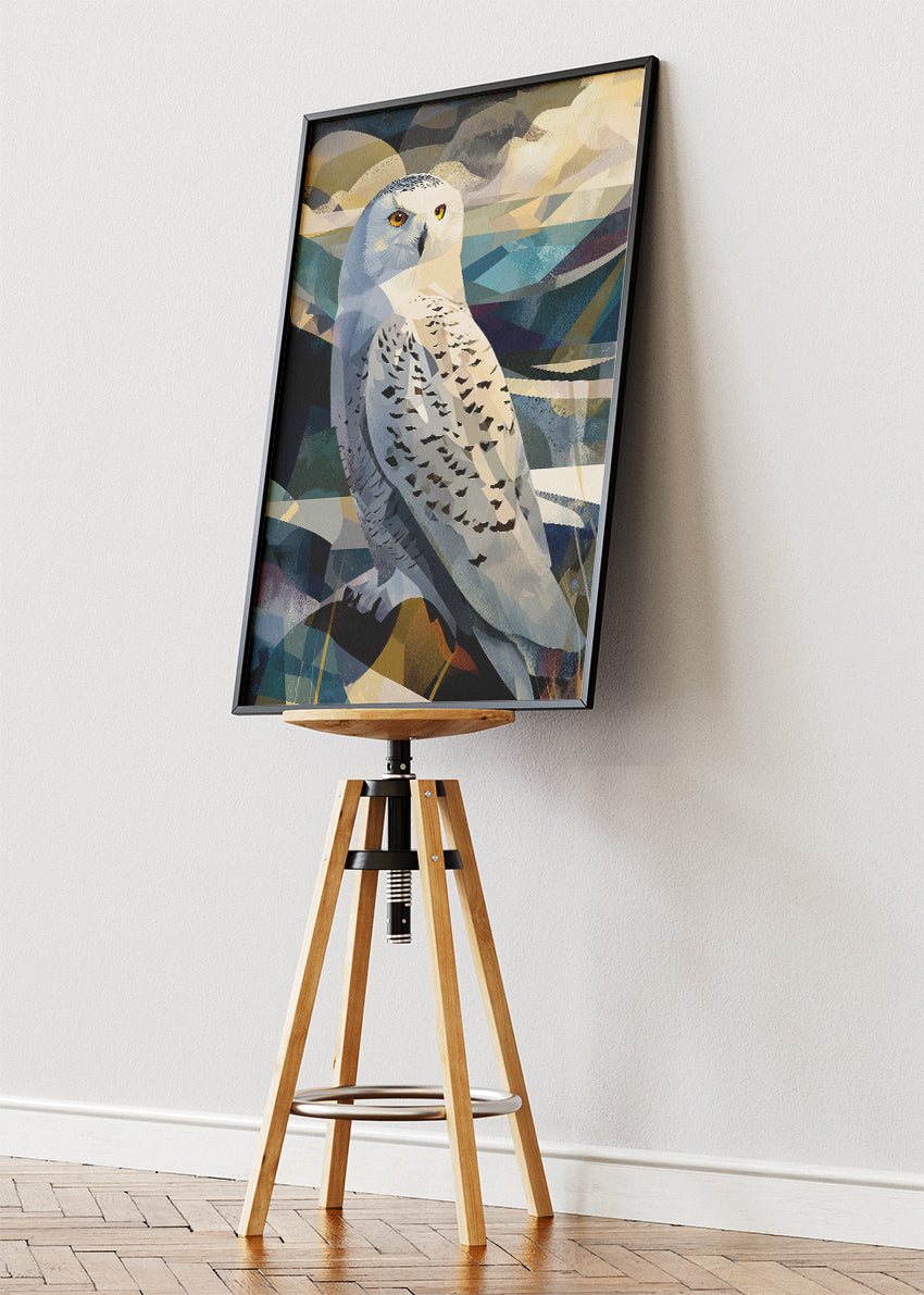 Snowy Owl Poster & Canvas Print – Geometric Wildlife Art