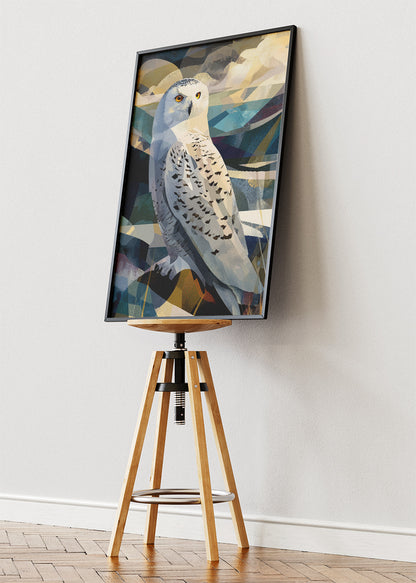Snowy Owl Poster & Canvas Print – Geometric Wildlife Art