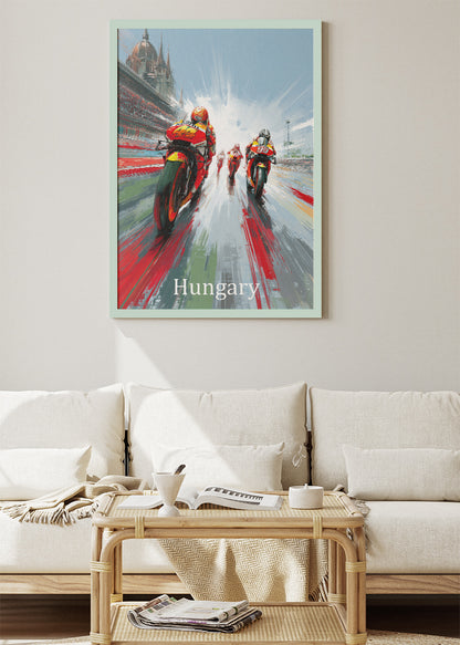 Hungary Motorcycle Racing Motion Wall Art Poster & Canvas
