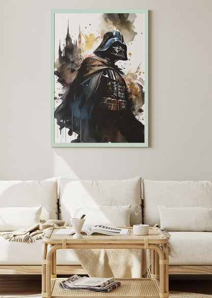Dark Galactic Commander Watercolor Portrait Canvas & Poster Print – AI PRINT LAB