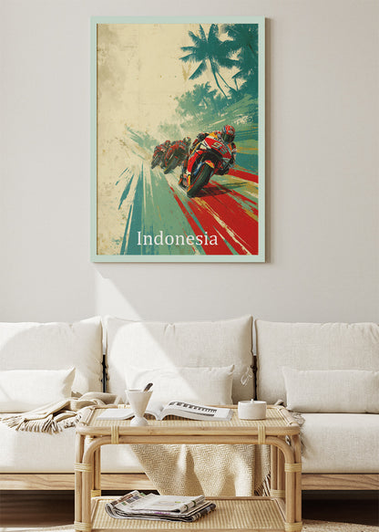 Indonesia Motorcycle Racing Motion Wall Art Poster & Canvas