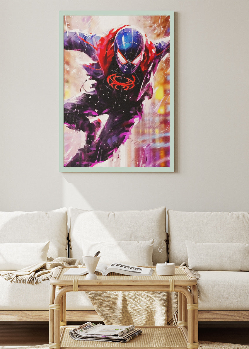 Neon Spider Warrior Action Portrait Canvas & Poster Print – AI PRINT LAB