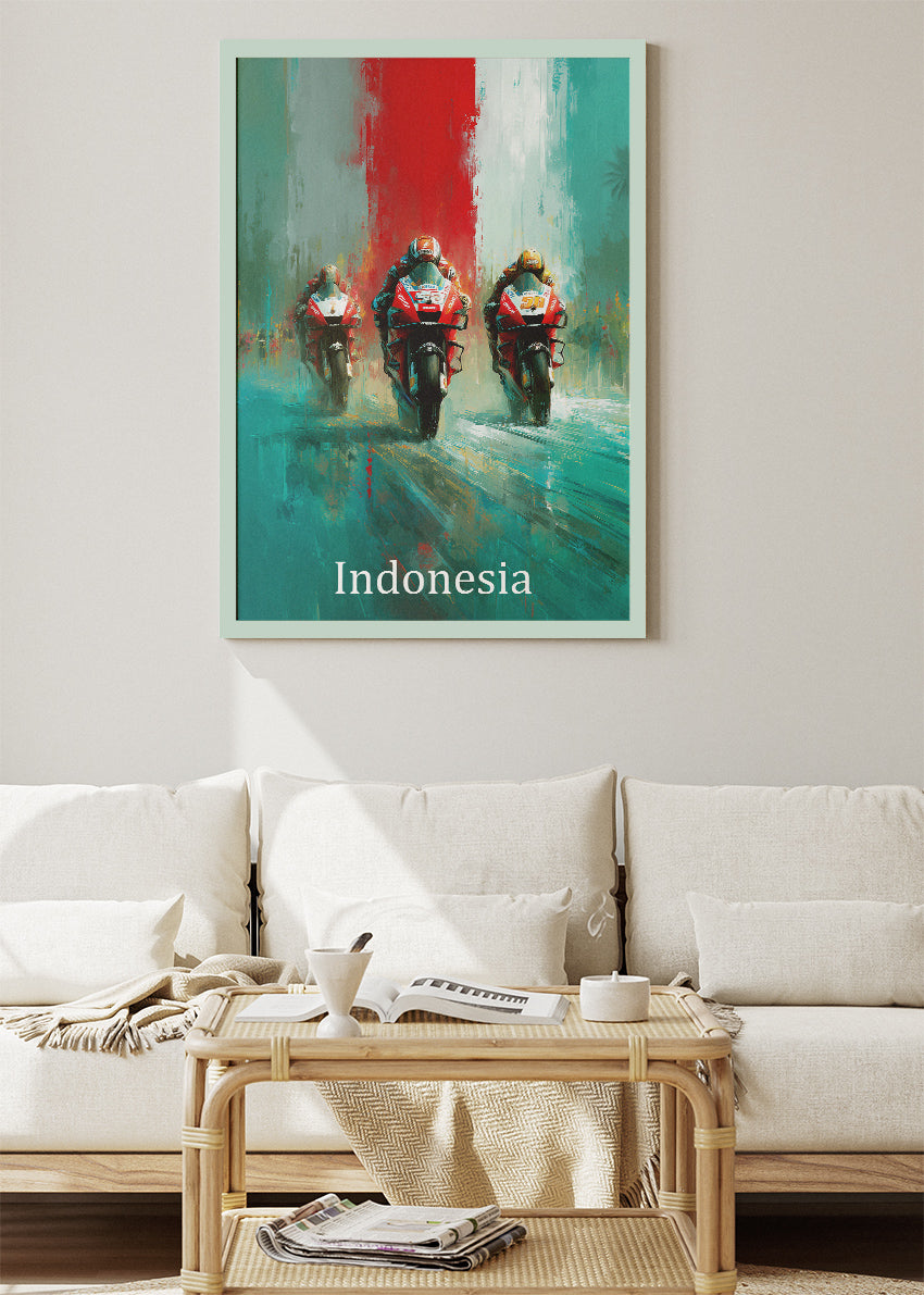 Indonesia Motorcycle Racing Formation Wall Art Poster & Canvas