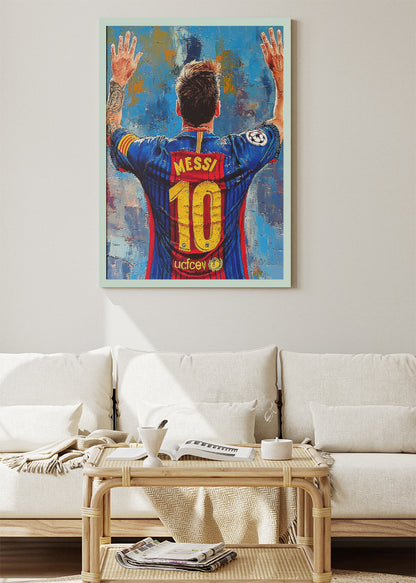 Lionel Messi Barcelona Back View Wall Art | Iconic Football Legend Poster & Canvas