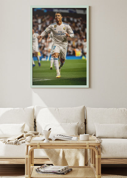 Cristiano Ronaldo Real Madrid Match Action Wall Art | Iconic Football Poster & Canvas