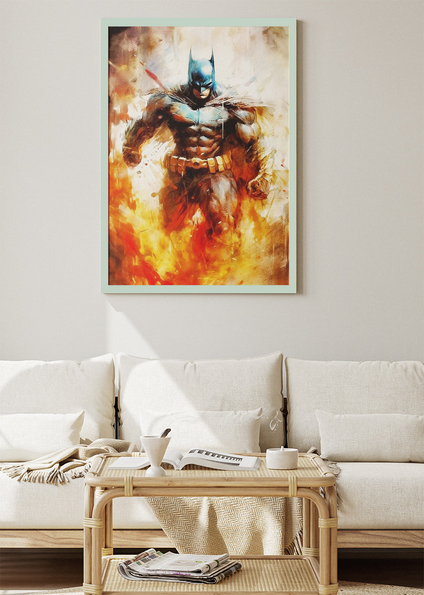 Dark Knight Inferno Portrait Canvas & Poster Print – AI PRINT LAB