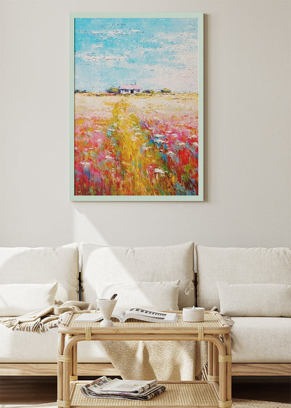 Vibrant Wildflower Path – Modern Impressionist Meadow Canvas & Poster Print – AI PRINT LAB