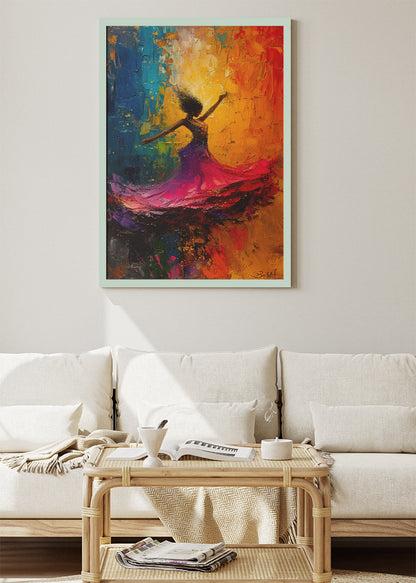 Vibrant Abstract Dancing Woman Canvas & Poster Print – AI PRINT LAB