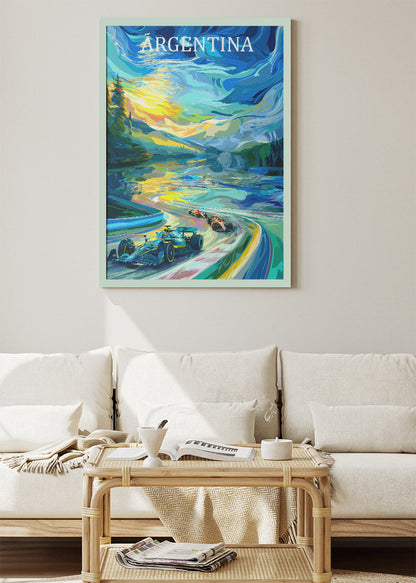 Argentina Formula Racing Abstract Poster & Canvas Print | Artistic Motorsport Wall Art