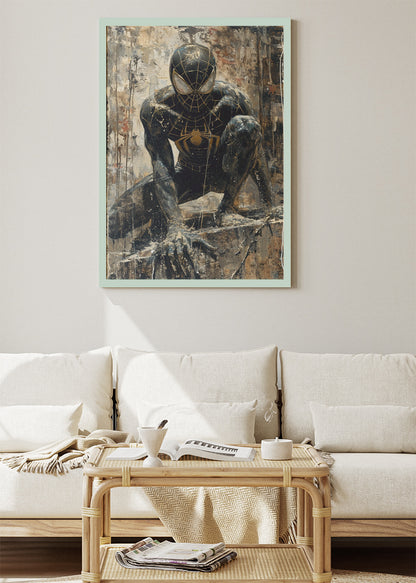 Black Suit Spider-Man – Dark Urban Superhero Canvas & Poster Print – AI PRINT LAB