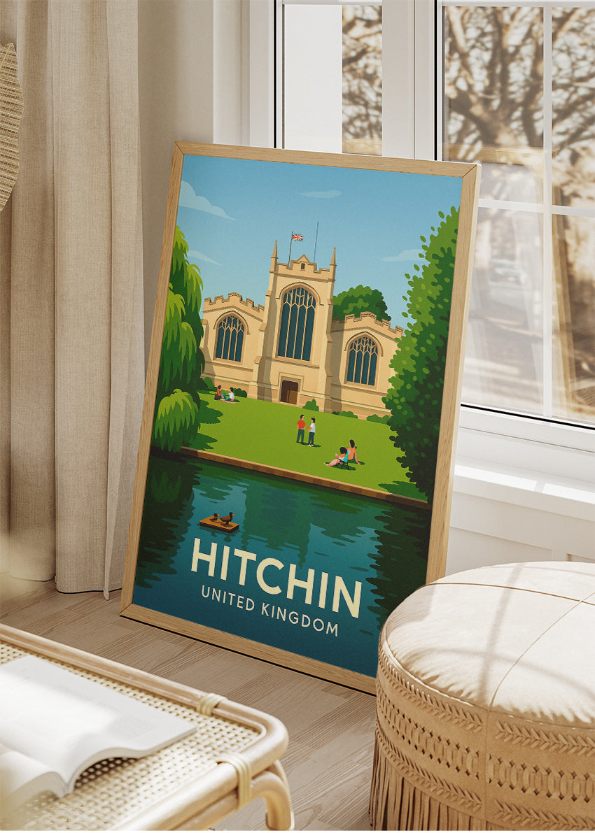 Hitchin United Kingdom Poster & Canvas Print – Illustrated St Mary’s Church Art