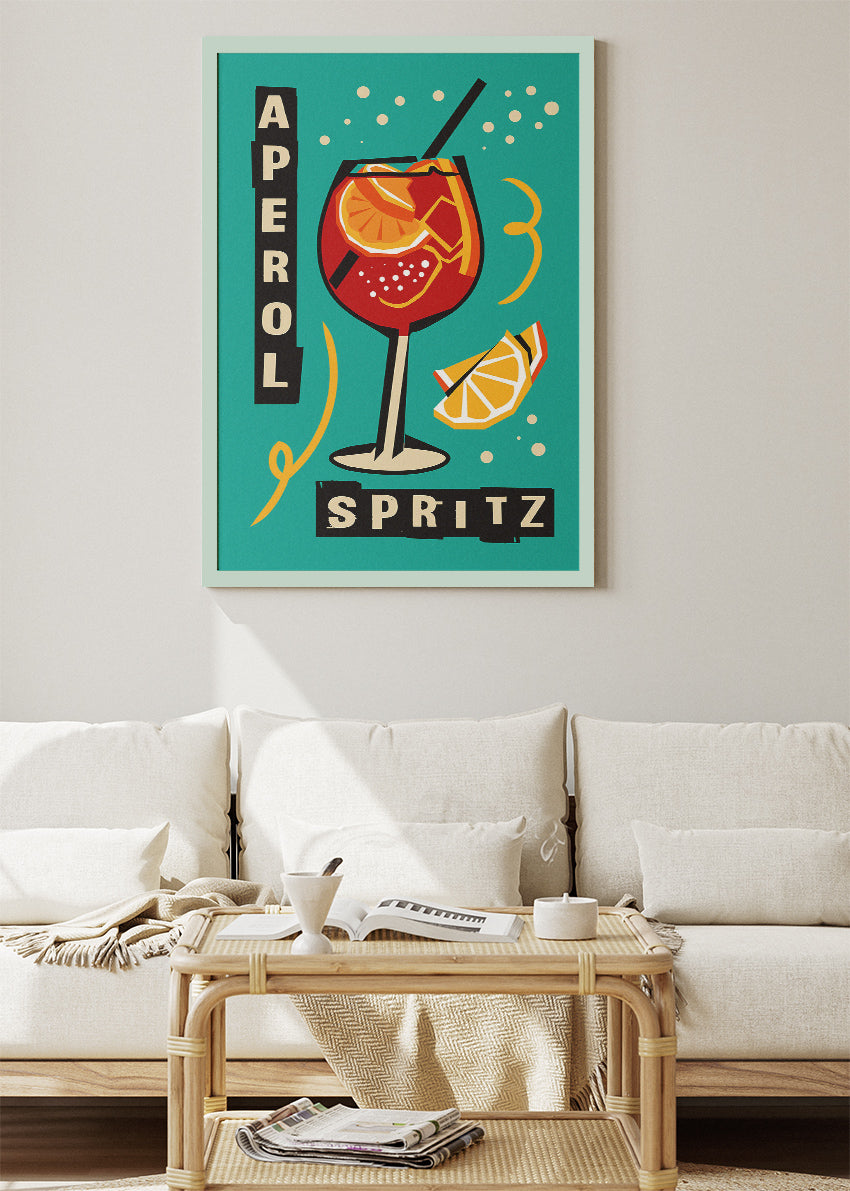 Aperol Spritz Modern Retro Poster & Canvas Print | Bold Italian Cocktail Wall Art