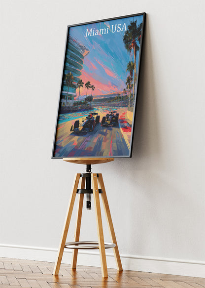 Miami USA Formula 1 Sunset Racing Canvas Print & Poster – AI PRINT LAB