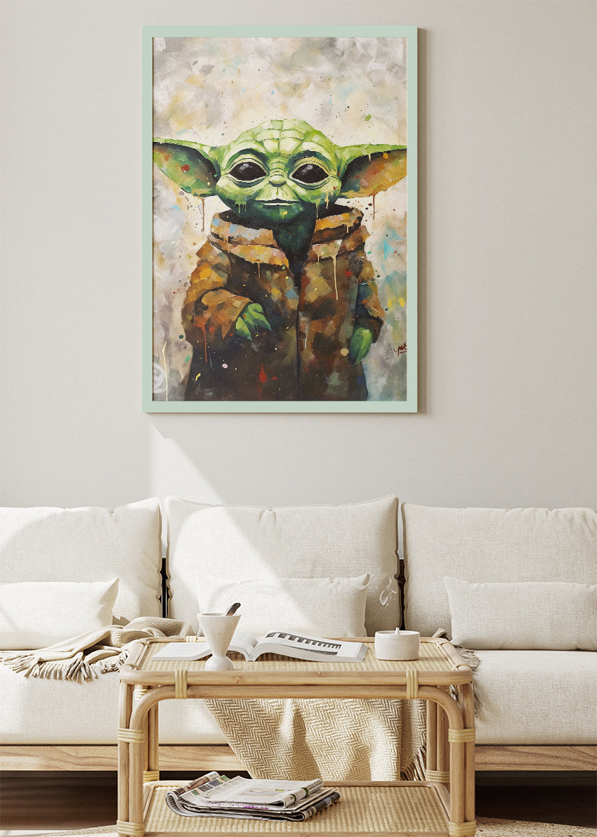 Grogu (Baby Yoda) Watercolor Portrait Canvas & Poster Print – AI PRINT LAB