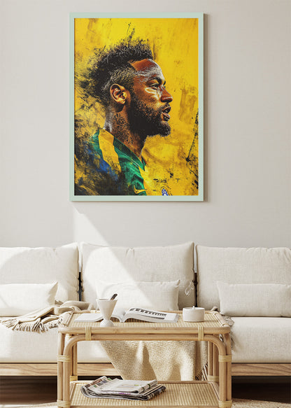 Neymar Brazil Expressive Portrait Wall Art | Iconic Football Legend Poster & Canvas