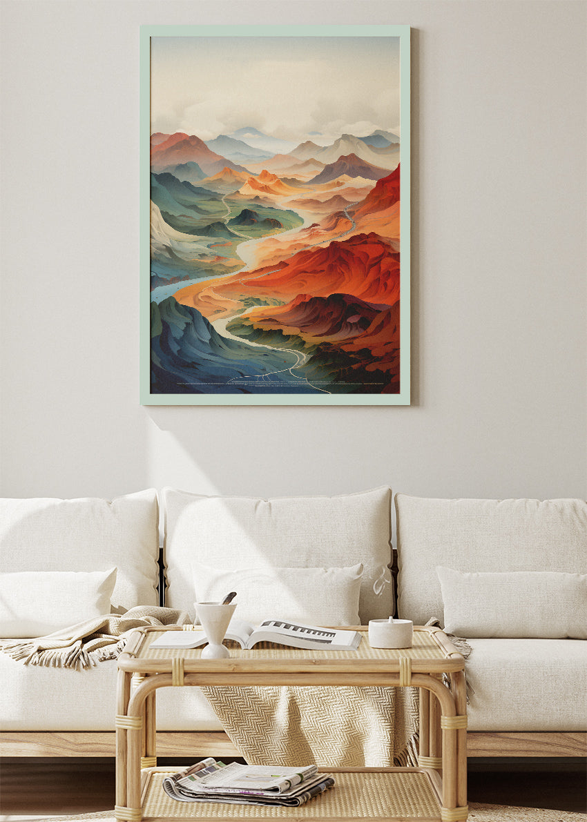 Majestic Canyon Valley – Modern Scenic Mountain Landscape Canvas & Poster Print – AI PRINT LAB
