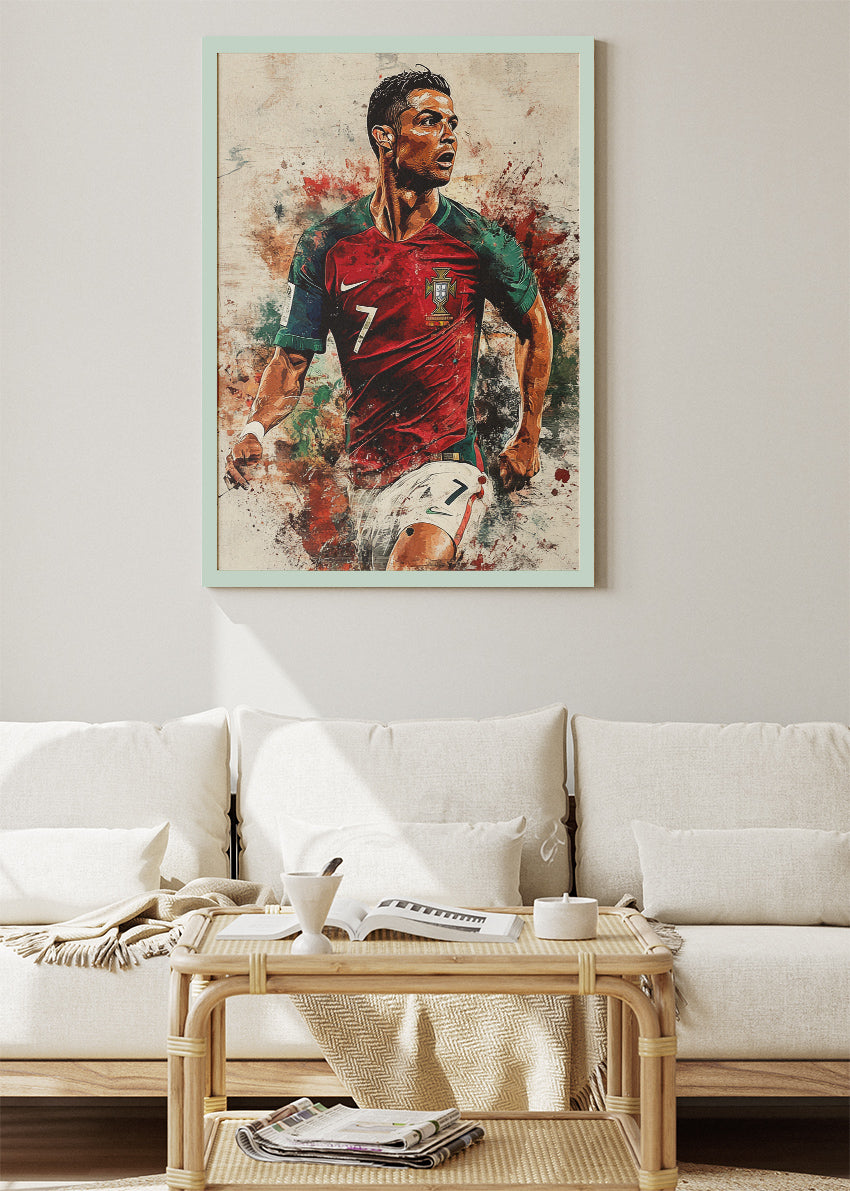 Cristiano Ronaldo Portugal Action Portrait Wall Art | Iconic Football Poster & Canvas