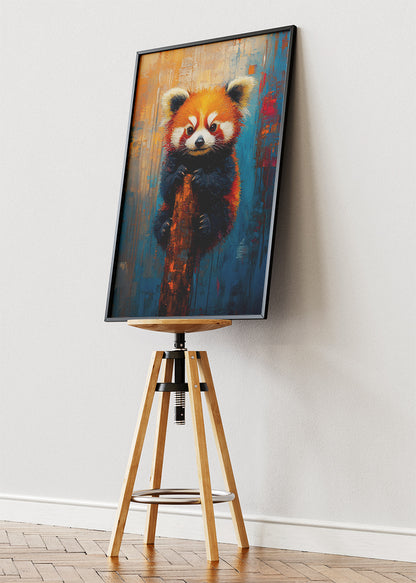 Red Panda Art Poster & Canvas Print – Colorful Impressionist Animal Painting