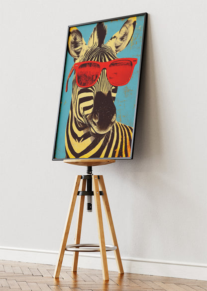 Cool Zebra Pop Art Poster & Canvas Print – Retro Sunglasses Animal Wall Art