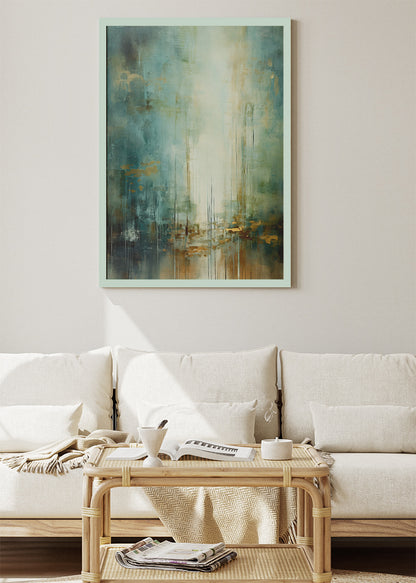 Ethereal Teal Reflection – Modern Abstract Vertical Canvas & Poster Print – AI PRINT LAB
