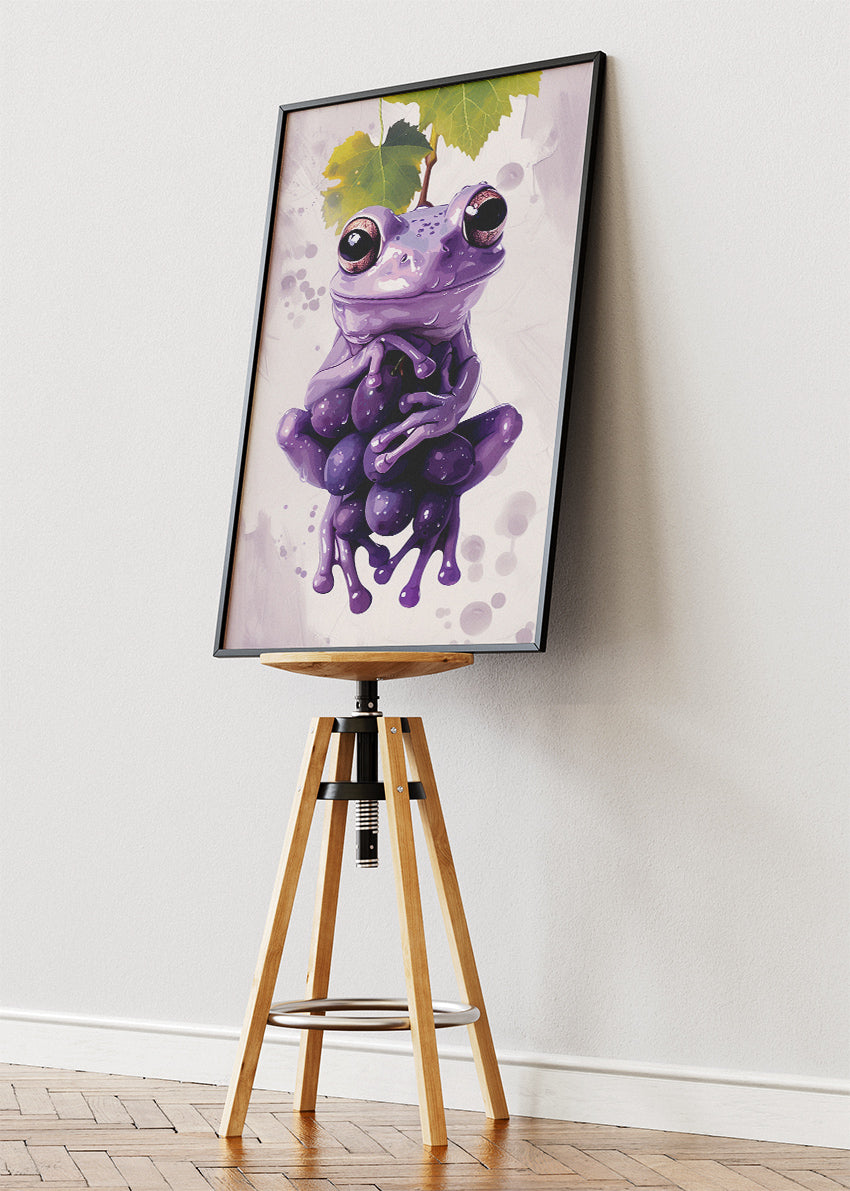 Purple Frog Poster & Canvas Print – Cute Whimsical Animal Wall Art